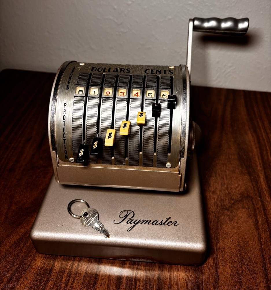 Paymaster Series X-900 Check Writer Stamping Machine w/ Key, 7 Column