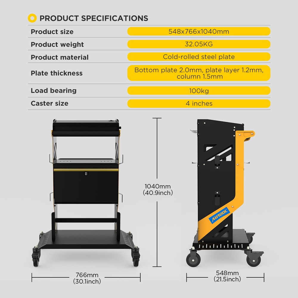 Tool Trolley Workshop Cart Heavy Duty Garage Roller Cabinet DIY with Code Lock