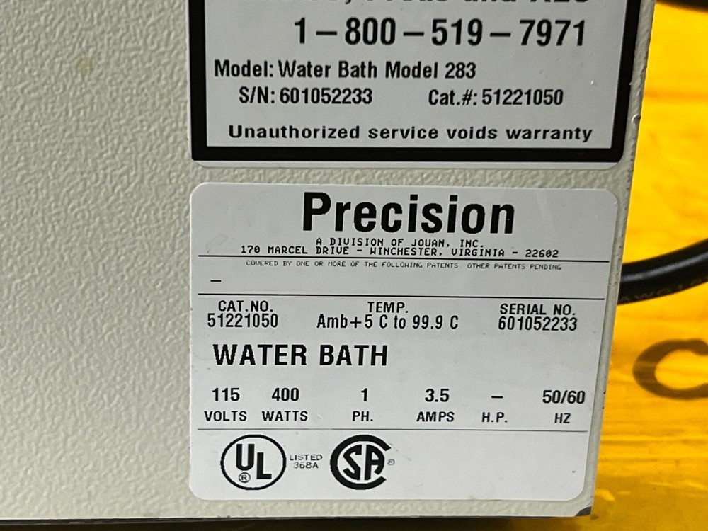 Precision 51221050 Microprocessor Controlled Water Bath 283