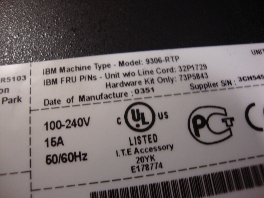 IBM 9306-RTP Universal Power Distribution Rack 32P1729