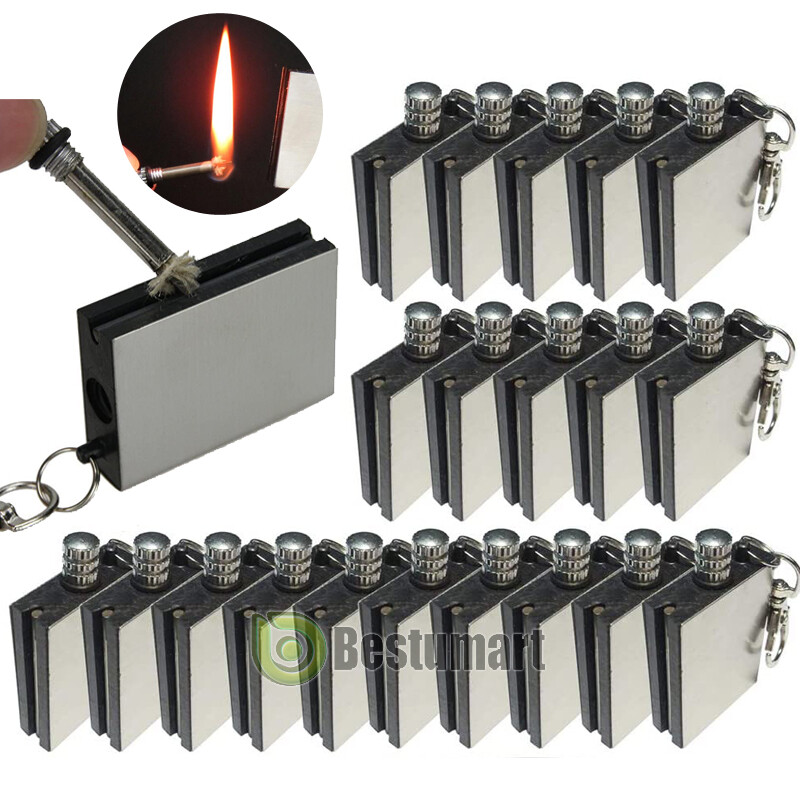 10-100PCS Waterproof Permanent Match Lighter Striker Fire Starter Emergency Tool