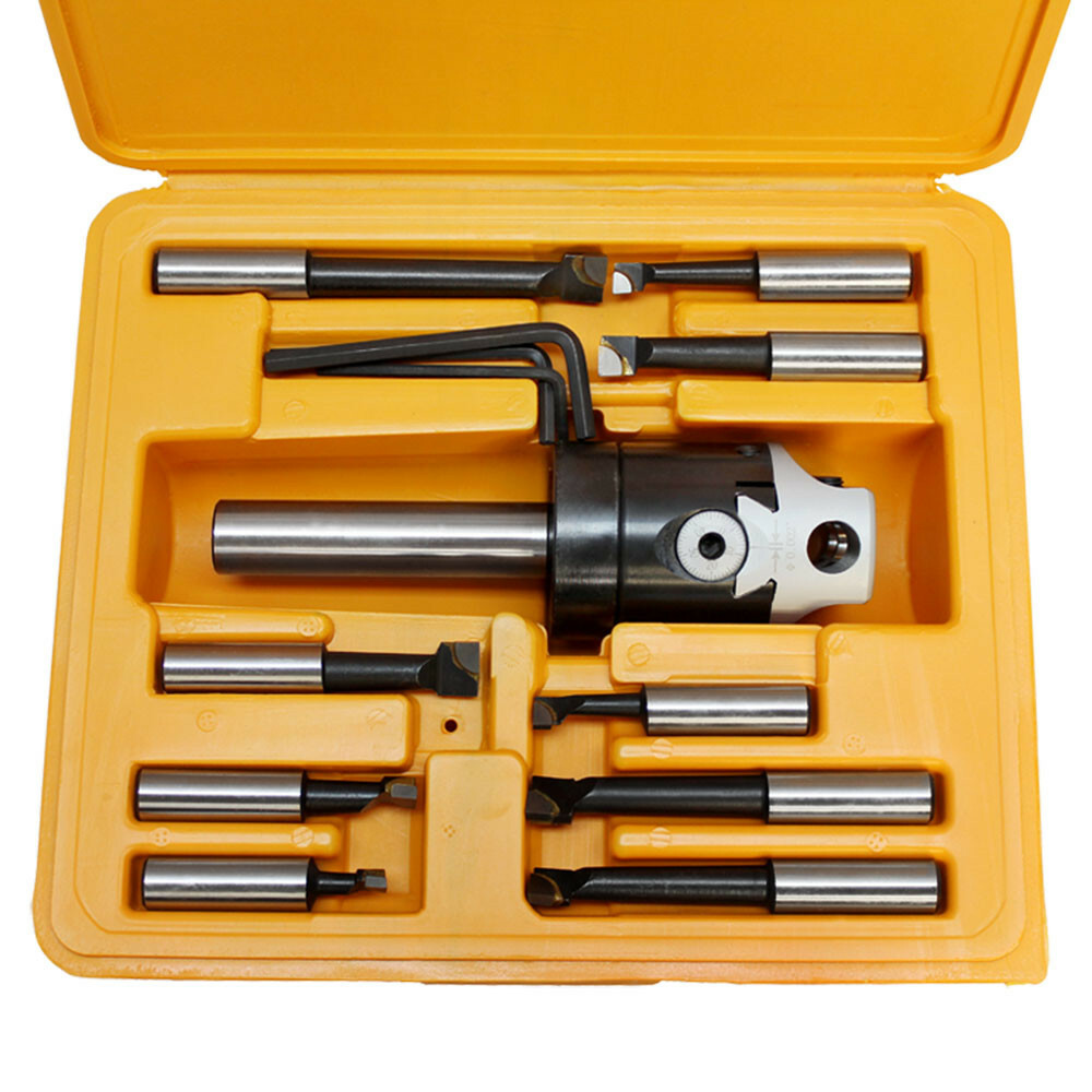 2" BORING HEAD STRAIGHT SHANK AND 9 PC 1/2" BORING BAR SET