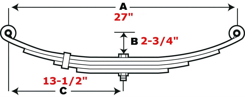 PR427 Double Eye 4 Leaf Spring for 3,000 lb Trailer Axles - 27" Long - 2 Pack