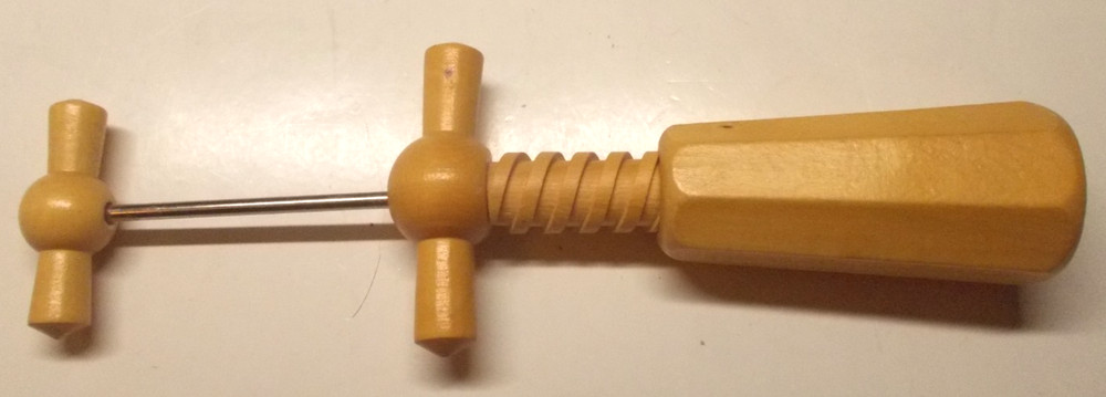 Vintage Wooden Corkscrew Cork Puller Dual Handle 8 Sided