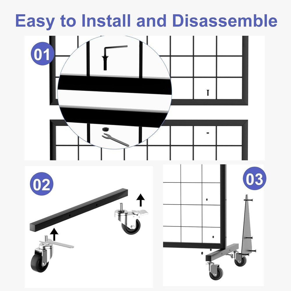 Display Grid Rack 2 Pcs 5.5 ft Panel Detachable Stand Craft Art Gridwall Tower