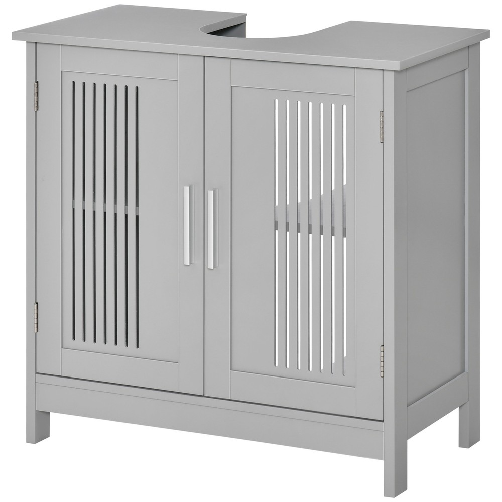 Bathroom Under Sink Cabinet Vanity Unit w/ Adjustable Storage Shelves, Grey
