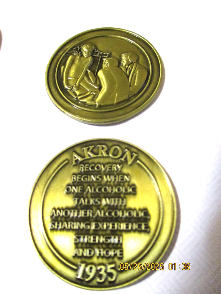 Coin Chip Brass Token Surrender Medallion Inspirational 12 Step Programs AA NA