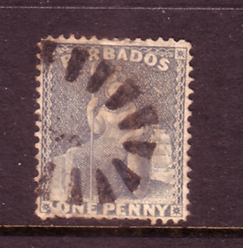 BARBADOS....  1875  1d mauve used, perf 14