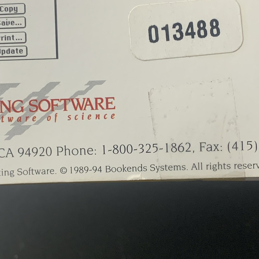 BookEnds Pro Macintosh OPEN BOX Manage Your References Westing Software 1994