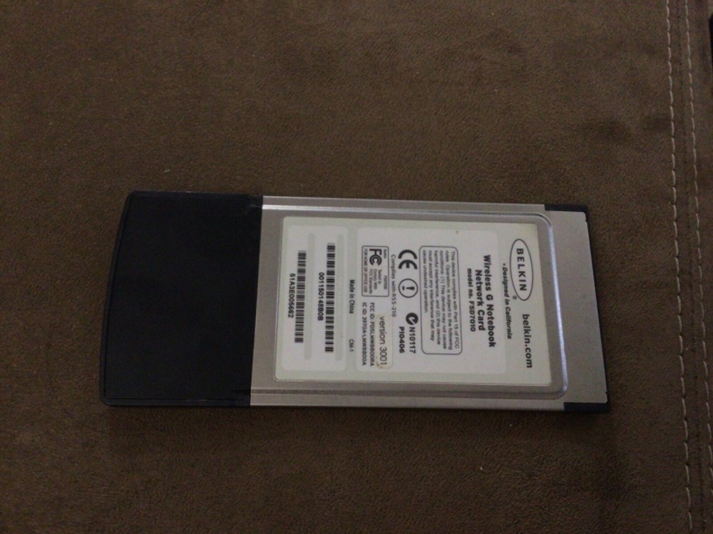 Belkin Wireless G Notebook Network Card Model #F5D7010 ,Version 3001
