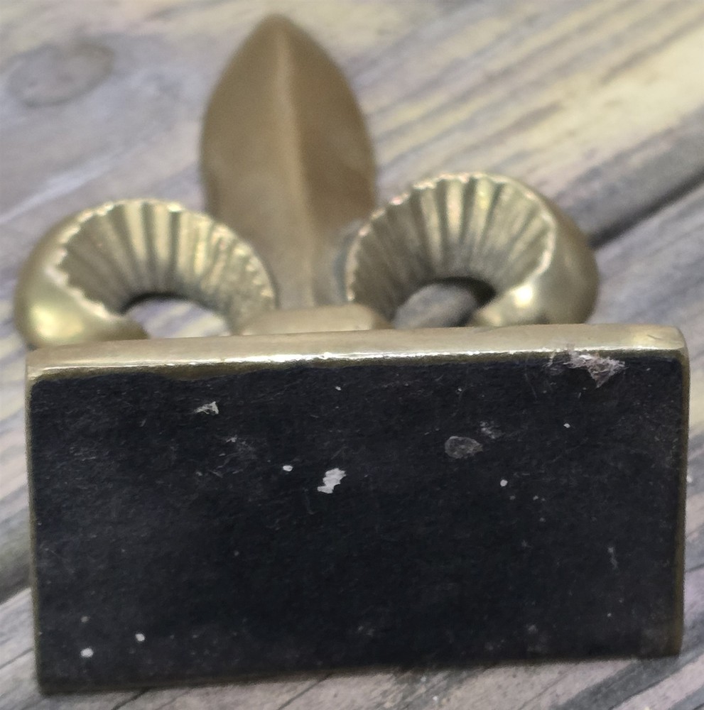 Vintage Solid Brass Fleur Di Lis Bookend Book End Nice Patina