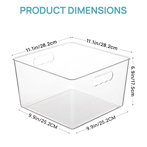 Pack Extra Large Clear Plastic Storage Bins,11x11 Cube Acrylic Organizer 8