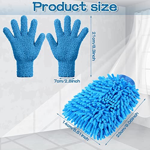 6 Pcs Microfiber Dusting Mitt Gloves Microfiber Washable Dusting Blue, Green