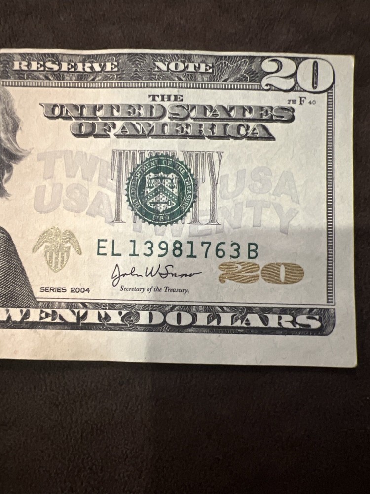 $20 dollar bill 2004 miscut error/ Misprint