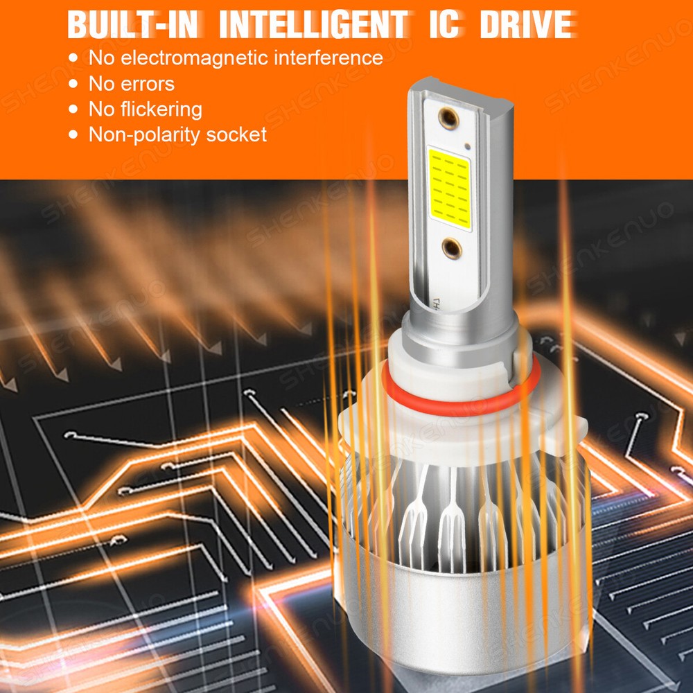 9005 H11 LED Headlight KIT Combo Bulbs 10000K High&Low Beam Super Bright White