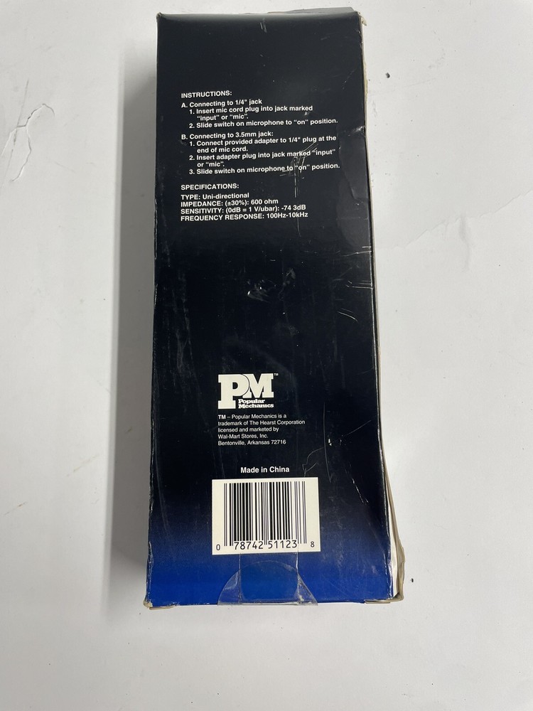 Popular Mechanics Microphone A-32969 Unidirectional Dynamic Microphone