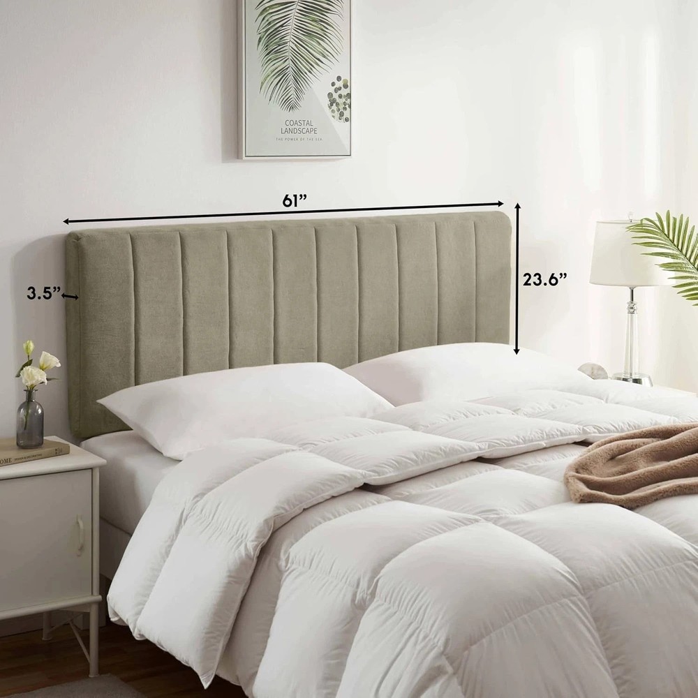 Upholstered Queen Headboard - Easy Assemble Channel Stitched Headboard Queen ...
