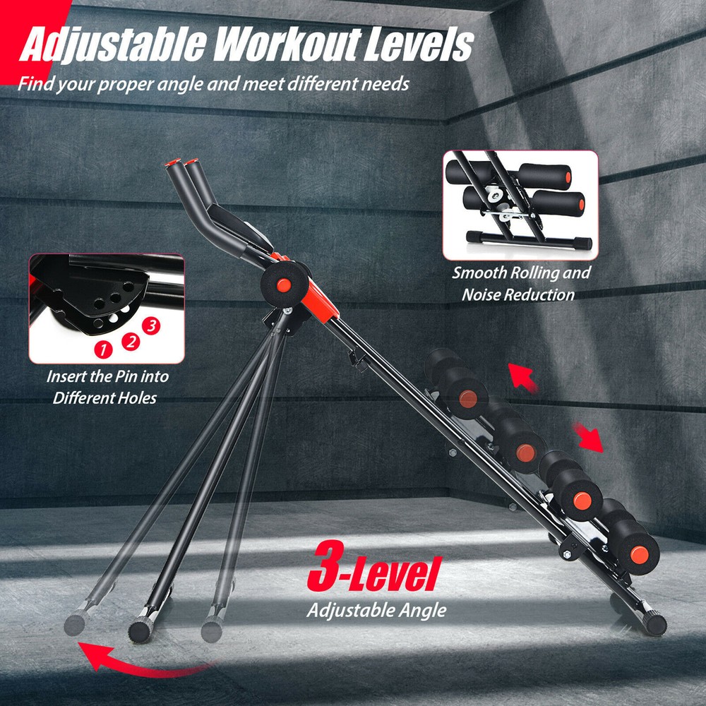 Adjustable Foldable Core Abdominal Trainer AB Crunch Workout Machine W/Display