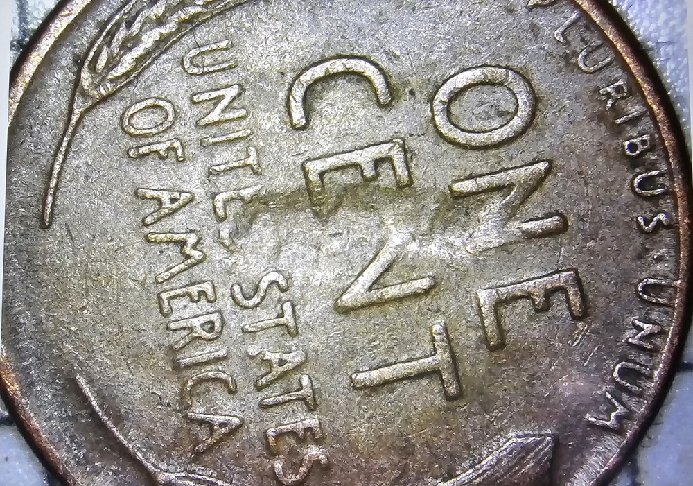 1945-D Wheat Penny Strike Through Error On Reverse ***SEE PHOTOS!***