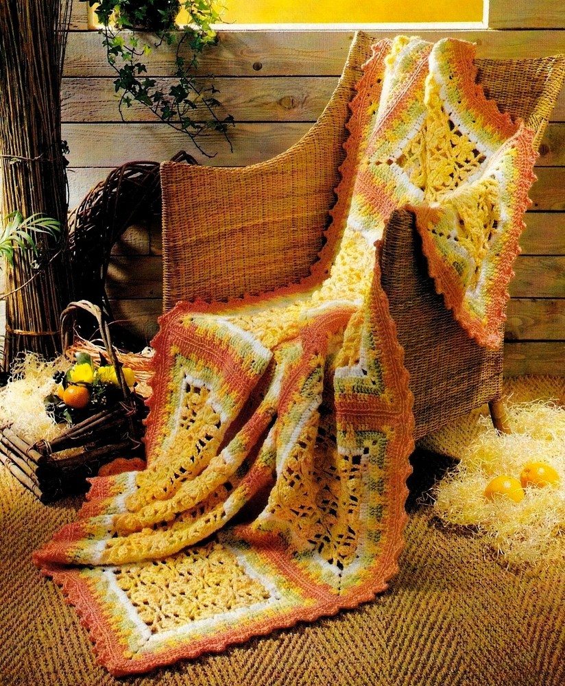 LOVELY Sunny Cottage Afghan/Crochet Pattern INSTRUCTIONS ONLY