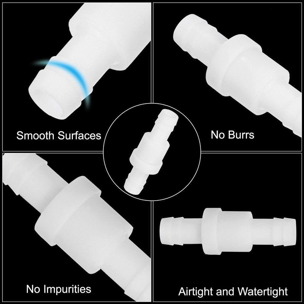 2 Pcs 1/2" Plastic One Way Inline Check Valve Barb Hose Non-Return White