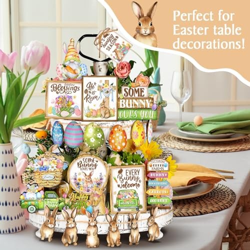 Pcs Easter Tiered Tray Decor Bunny Easter Spring 24 Delicate Easter