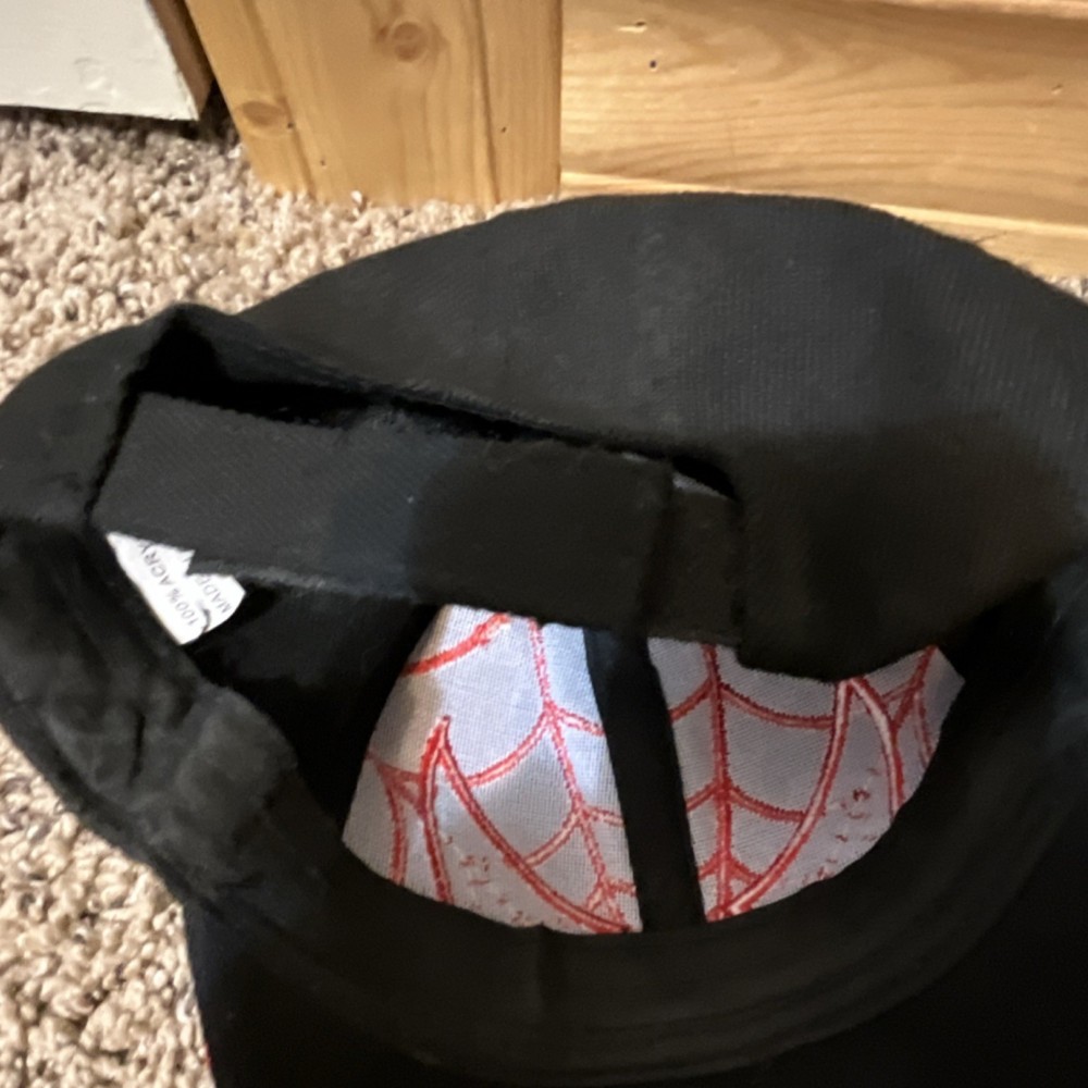 Spider-Man Boys' Black Red Web Baseball Cap Adjustable Embroidered Strap