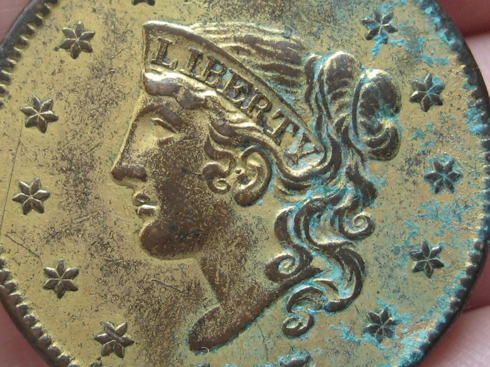 1837 Matron Head Modified Large Cent- Plain Cord, Medium Letters, XF Detail