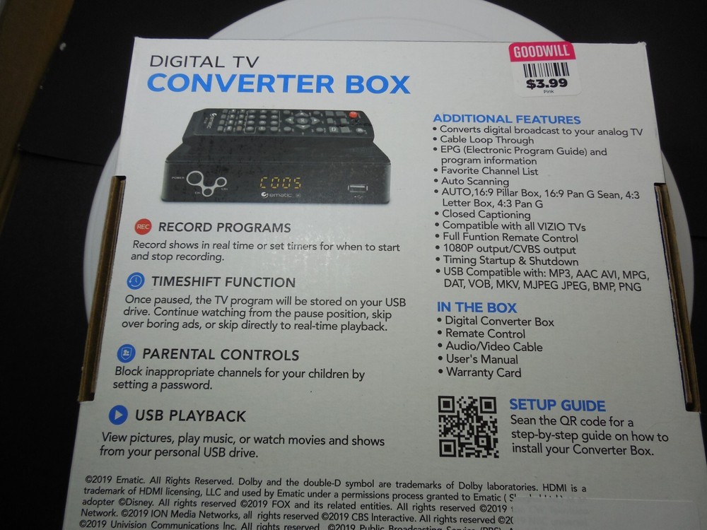 Ematic Digital TV Converter Box & Remote/record programs!