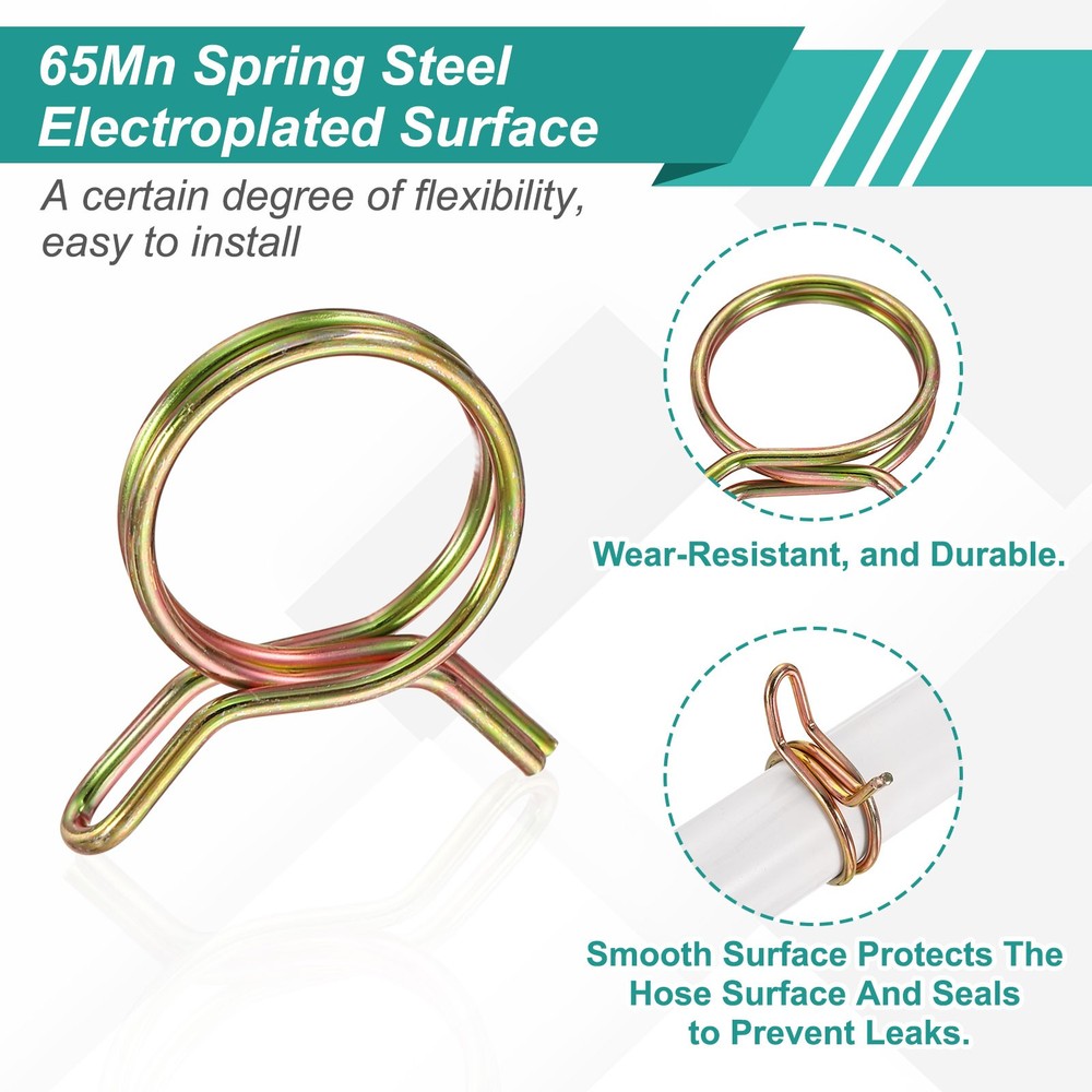30Pcs 14mm ID Double Wire Spring Hose Clamp Spring Clips Clamps