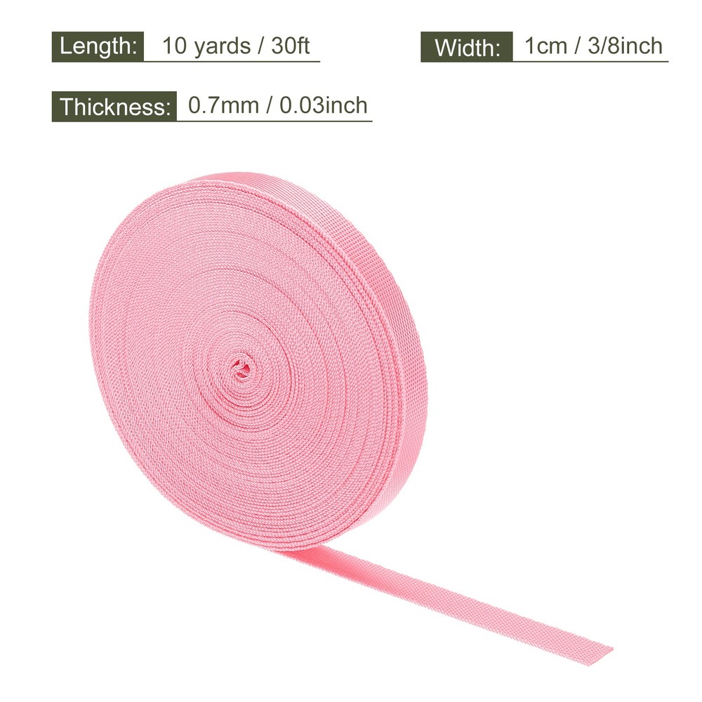 Flat Nylon Webbing Strap 3/8 Inch 10 Yards Cherry Pink for Backpack