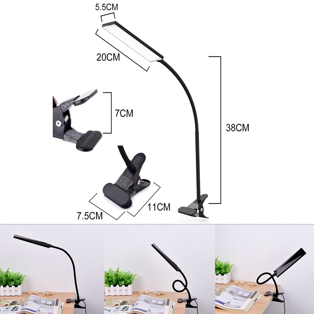 48LED USB LED Dimmable Clip On Desk Lamp Reading Table Night Light