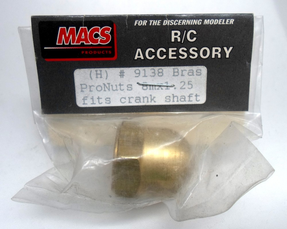 8x1.25 mm thread - 7/8" hex Brass Engine Spinner Nut from MACS #9138