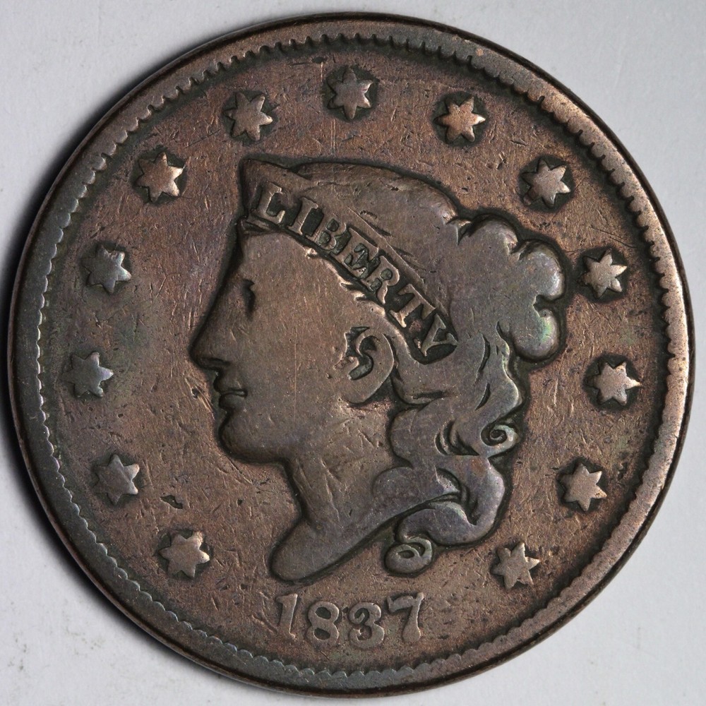 1837 Coronet Head Large Cent FINE E110 RCY