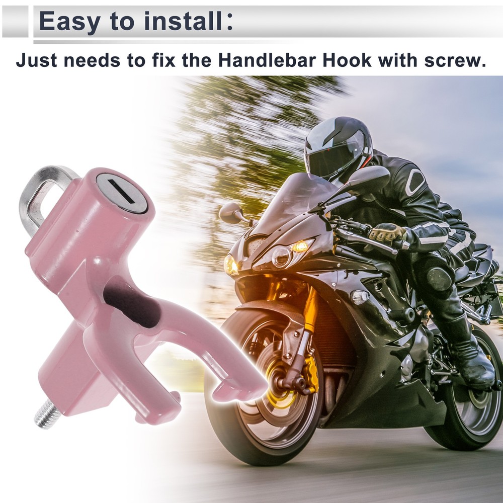 Double Metal Fork Hook for Motorcycle 1 Set Light Pink