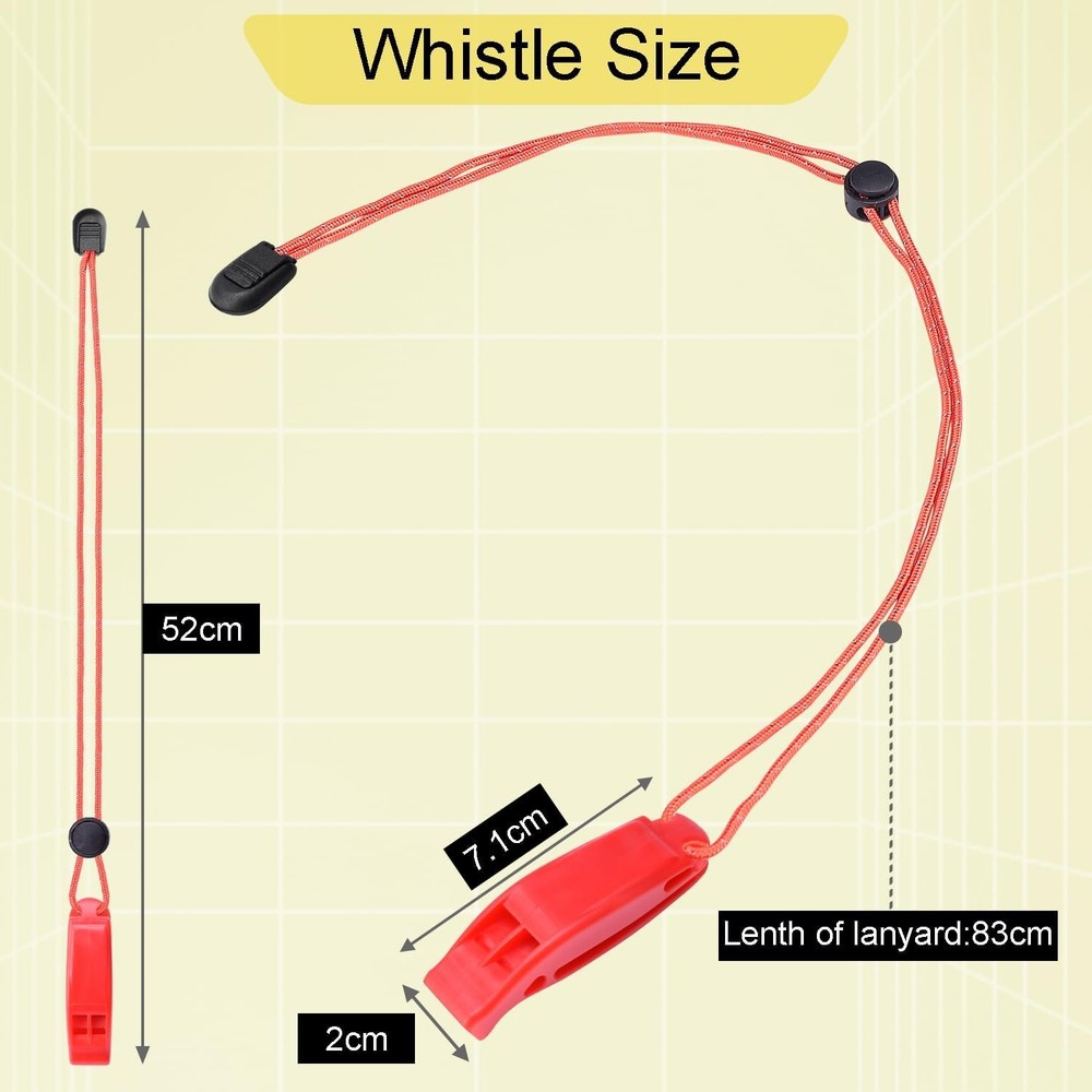 4 Pack Emergency Whistle with Reflective Lanyard Orange