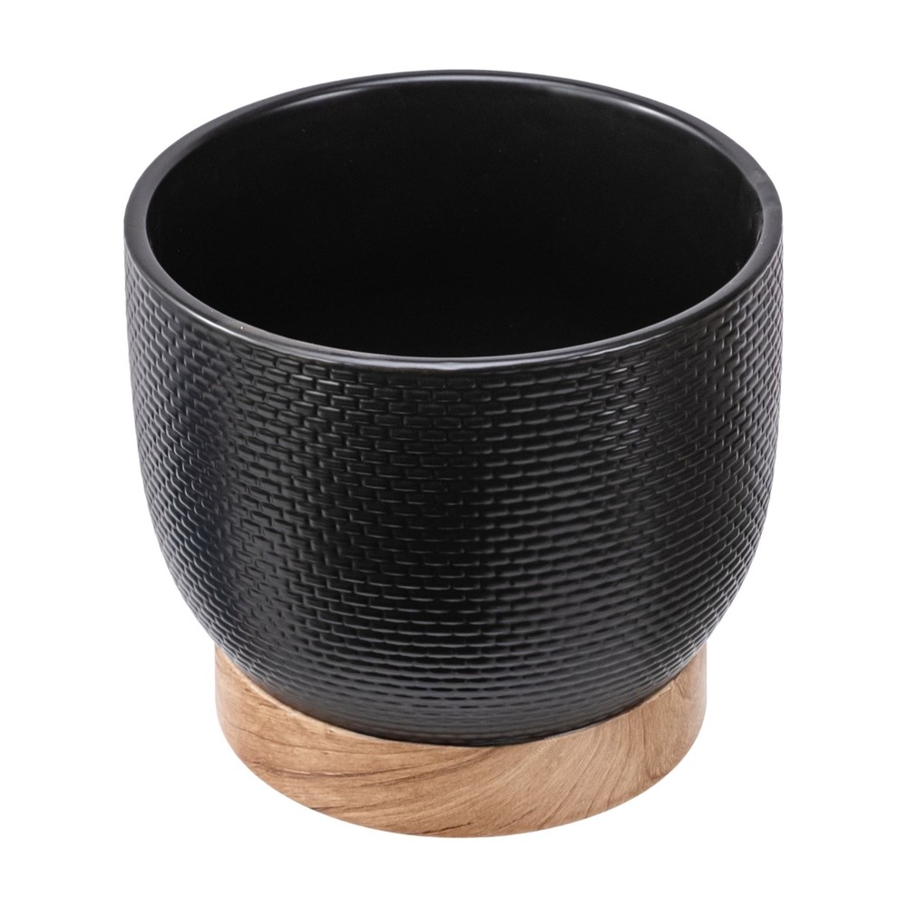 8 inch Channing Woven Black Ceramic Planter