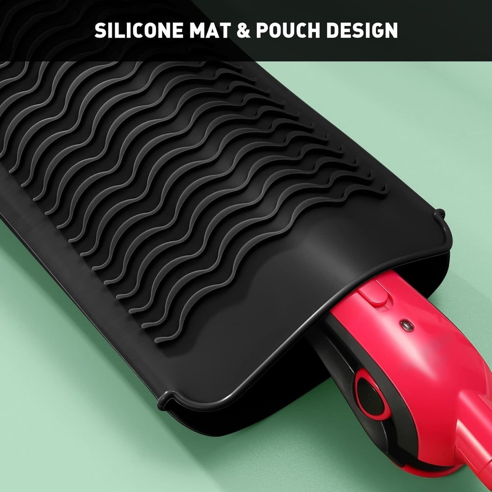 Compact Black Silicone Mat Pouch for Styling Tools – Protect Your Surfaces