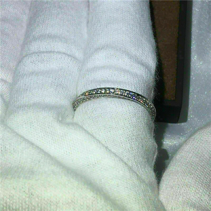 1Ct Lab Created Round Diamond Wedding Band Ring Solid 14K White Gold Finish