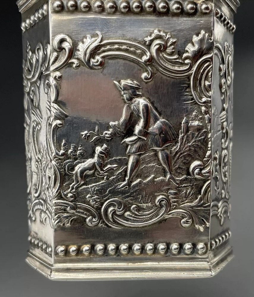 Dutch 2nd Standard 833 Sterling Silver Tea Caddy Unusual Triangular Form