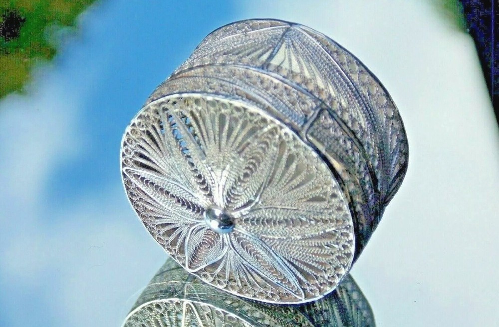 French Antique Victorian Filigree Solid Silver Snuff Box -Pomander Box