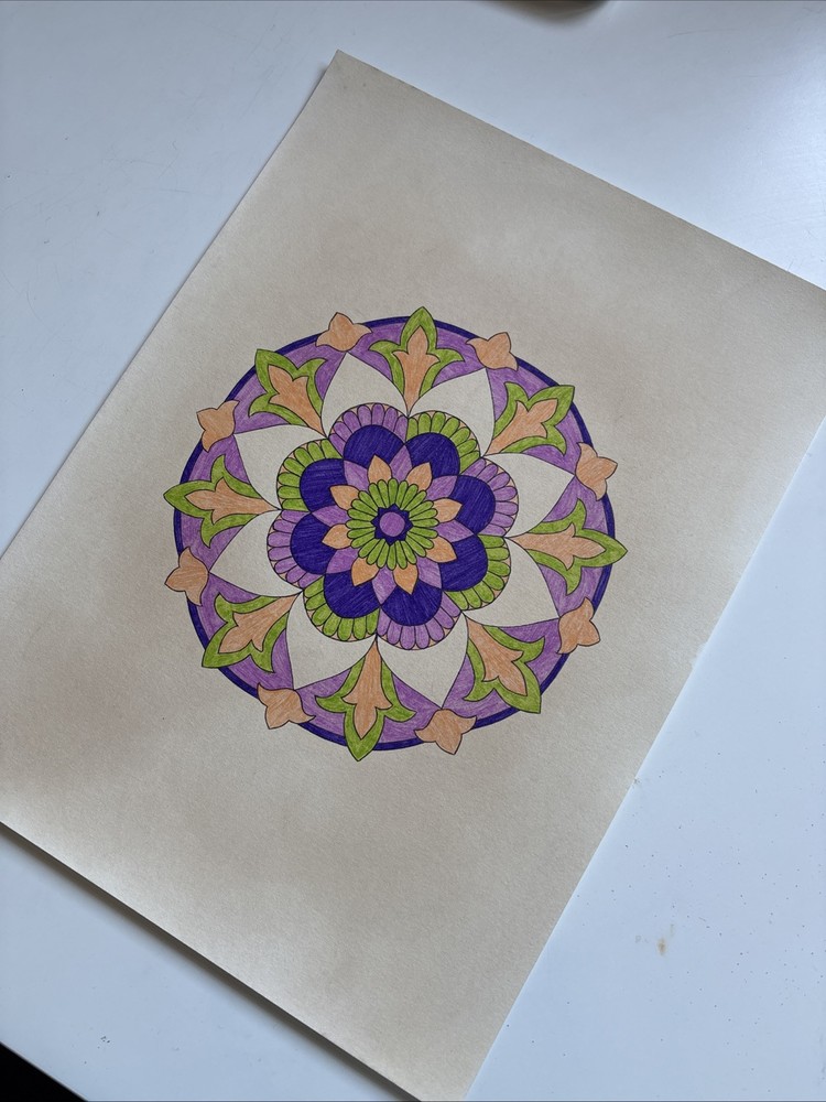 Original Art-Drawing-Circular Pattern-Rosette-Mandala -9" x 12" A4 - Artwork