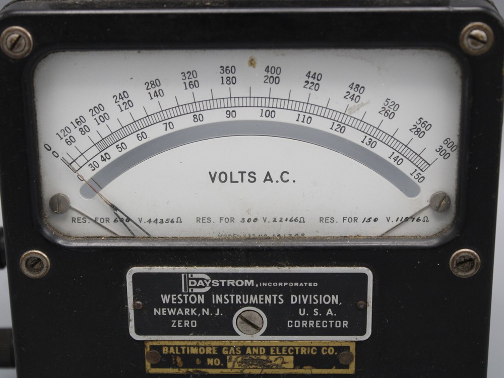 Vintage Weston Instruments Daystrom Voltmeter Zero Corrector - Untested - As-Is
