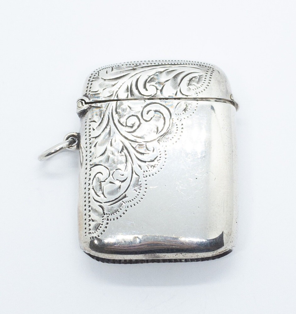 English Sterling Vesta Match Safe E Jacobs Birmingham 1900 Chatelaine