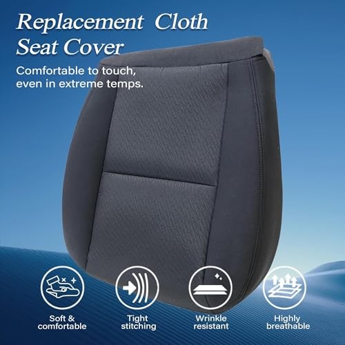 Black #19C Front Driver Side Bottom Replacement Cloth Seat Cover Compatible