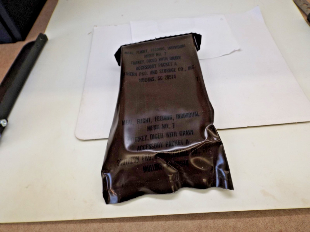 Vintage USA 1980's MRE Brown Bag #7 Turkey Diced w Gravy Acc Pack A No Expansion