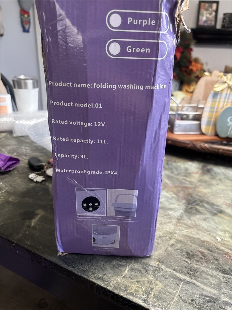 Multi-Function Folding Washing Machine Green Washer Compact Travel 9L 12V