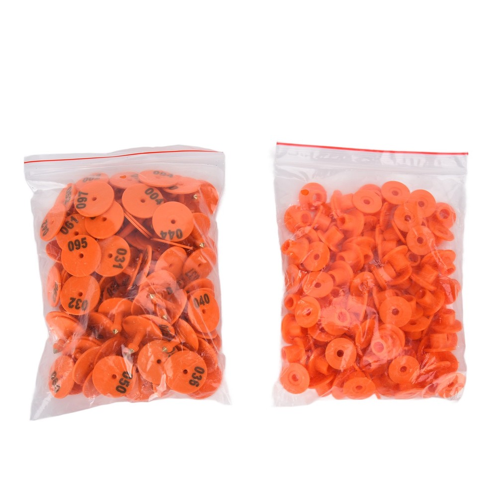 (Orange)Cattle Numbered Ear Tag Convenient Identification Dog Marker Label With