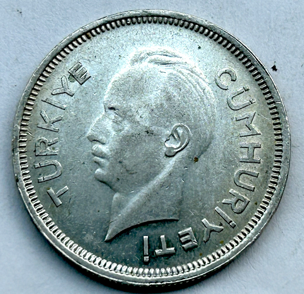TURKEY SILVER 1 LIRA 1940 -KM# 869