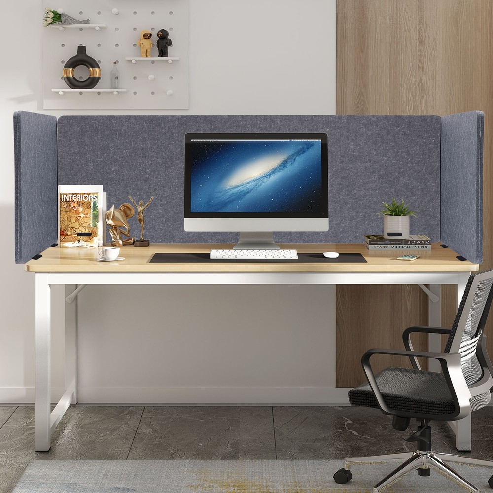 Rectangle Office Partition Grey Desk Divider For Schools Desktop Privacy Panel